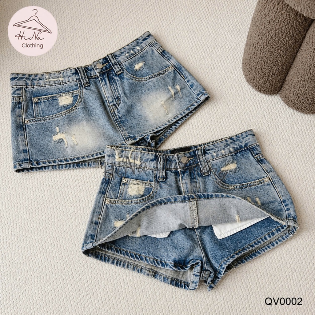 Quần váy ngắn jean denim bò chữ A basic rách cào HiNa QCCC QCL1 QV0002 #68099