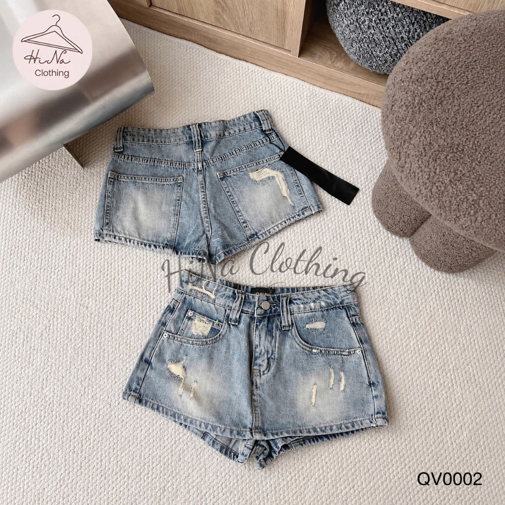 Quần váy ngắn jean denim bò chữ A basic rách cào HiNa QCCC QCL1 QV0002 #68099