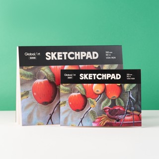 SketchPad 50 Tờ Giấy Vẽ Vân Mịn GLOBAL ART Size A5/A4 Giấy Vẽ 190gsm Dùng Vẽ Phác Thảo, Màu Chì, Acrylic G007/8