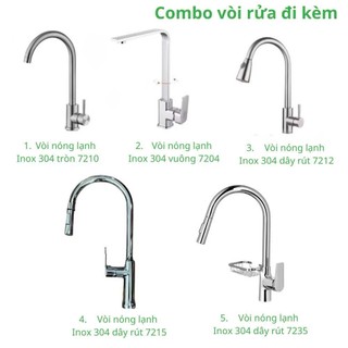 Chậu Rửa Bát 1 Hố HATO Inox SUS304 , Bồn Rửa Chén 1 Ngăn Lớn Bán Nguyệt Kiểu Dáng Nhật Bản, Xi Phông Giữa Bảo Hành 5 Năm