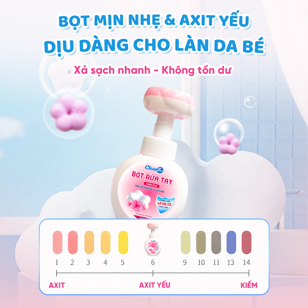 Nước rửa tay dạng bọt CleanZ hình cánh hoa làm sạch, diệt khuẩn, an toàn cho da tay 350ml
