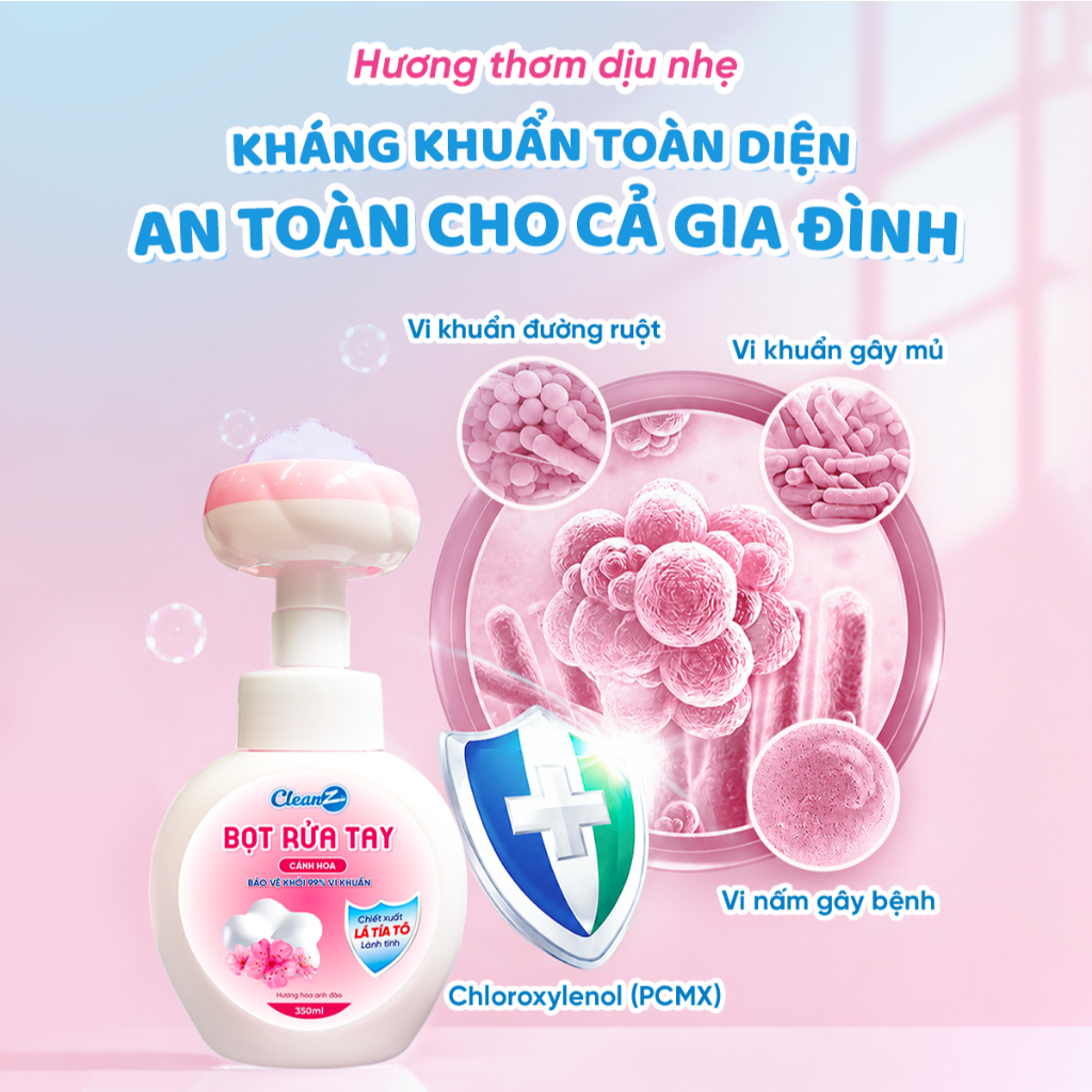 Nước rửa tay dạng bọt CleanZ hình cánh hoa làm sạch, diệt khuẩn, an toàn cho da tay 350ml