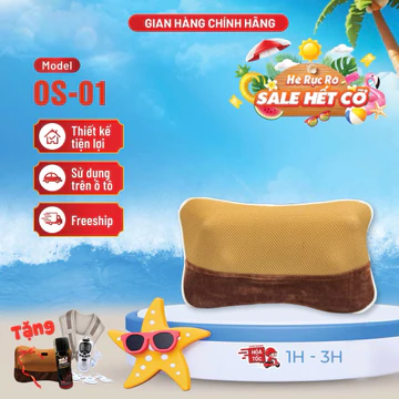 Gối Massage Hồng Ngoại Cao Cấp Os-01, Gối Massage ô tô, Gối mát xa tự lưng