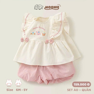 [MỞ BÁN] Set Bộ Áo Babydoll + Quần Bí Vải Thô Cho Bé Gái Size Từ 8-22kg