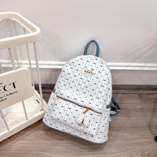 Balo đi học cho nữ hoạ tiết nơ đáng yêu quai to chắc chắn chất da chống nước MIE BAG