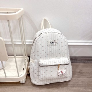 Balo đi học cho nữ hoạ tiết nơ đáng yêu quai to chắc chắn chất da chống nước MIE BAG