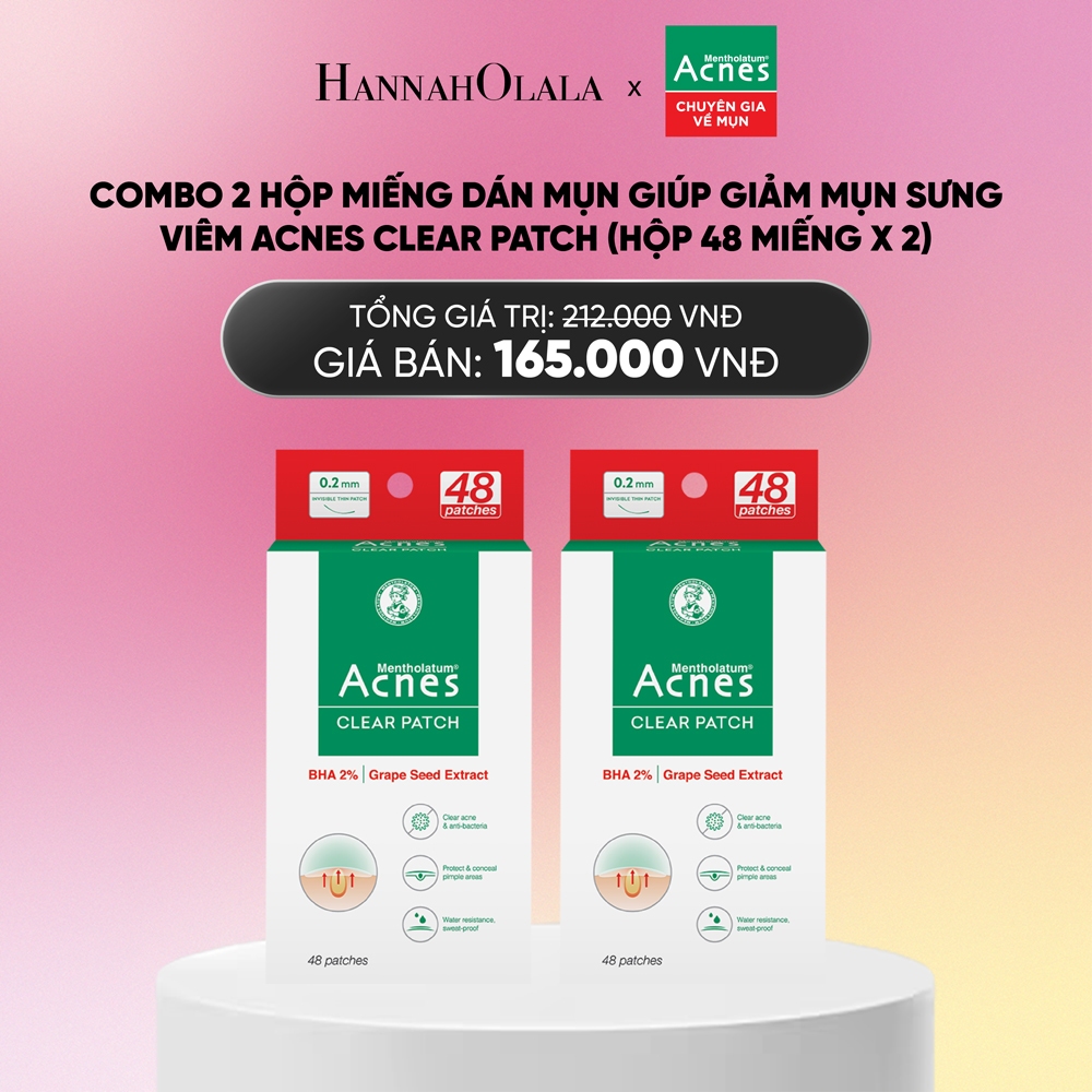 Combo 2 Hộp miếng dán mụn giúp giảm mụn sưng viêm Acnes Clear Patch (Hộp 48 Miếng x 2)