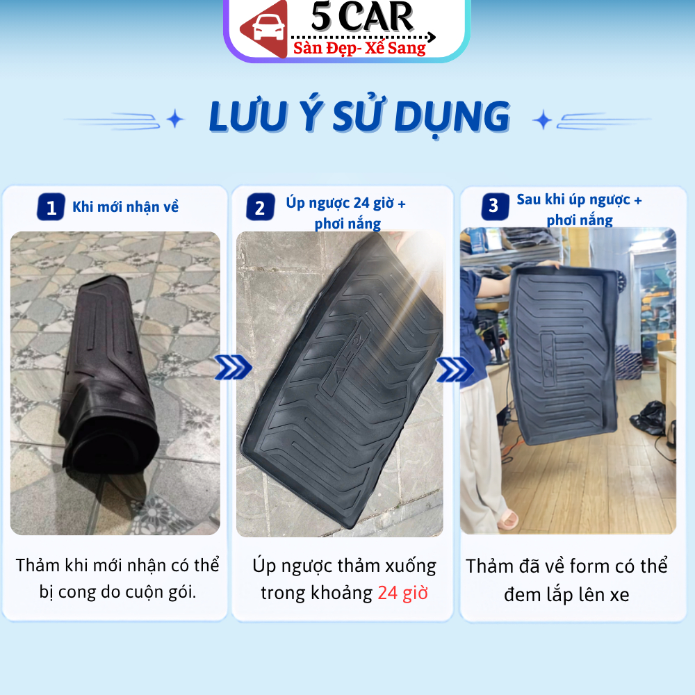 Lót cốp Nhựa Dẻo TPO cho VF3, VF5, VF6, VF7, VF8, VF9, Limo Gree/MPV7, VFE34, LUX A Dày dặn chống thấm nước