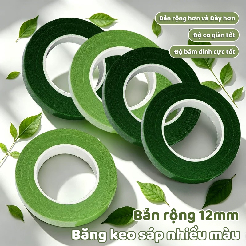 Băng Keo Sáp Xanh Quấn Cành Hoa – Cuộn Keo Dẻo Dính Tốt, Làm Hoa Handmade Kẽm Nhung, Hoa Giấy DIY