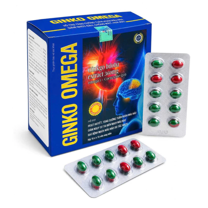 ginkgo omega 3 Ginkgo Biloba Bổ Sung Dưỡng Chất Cho Não, hoạt huyết dưỡng não giảm đau đầu, chóng mặt hoa mắt