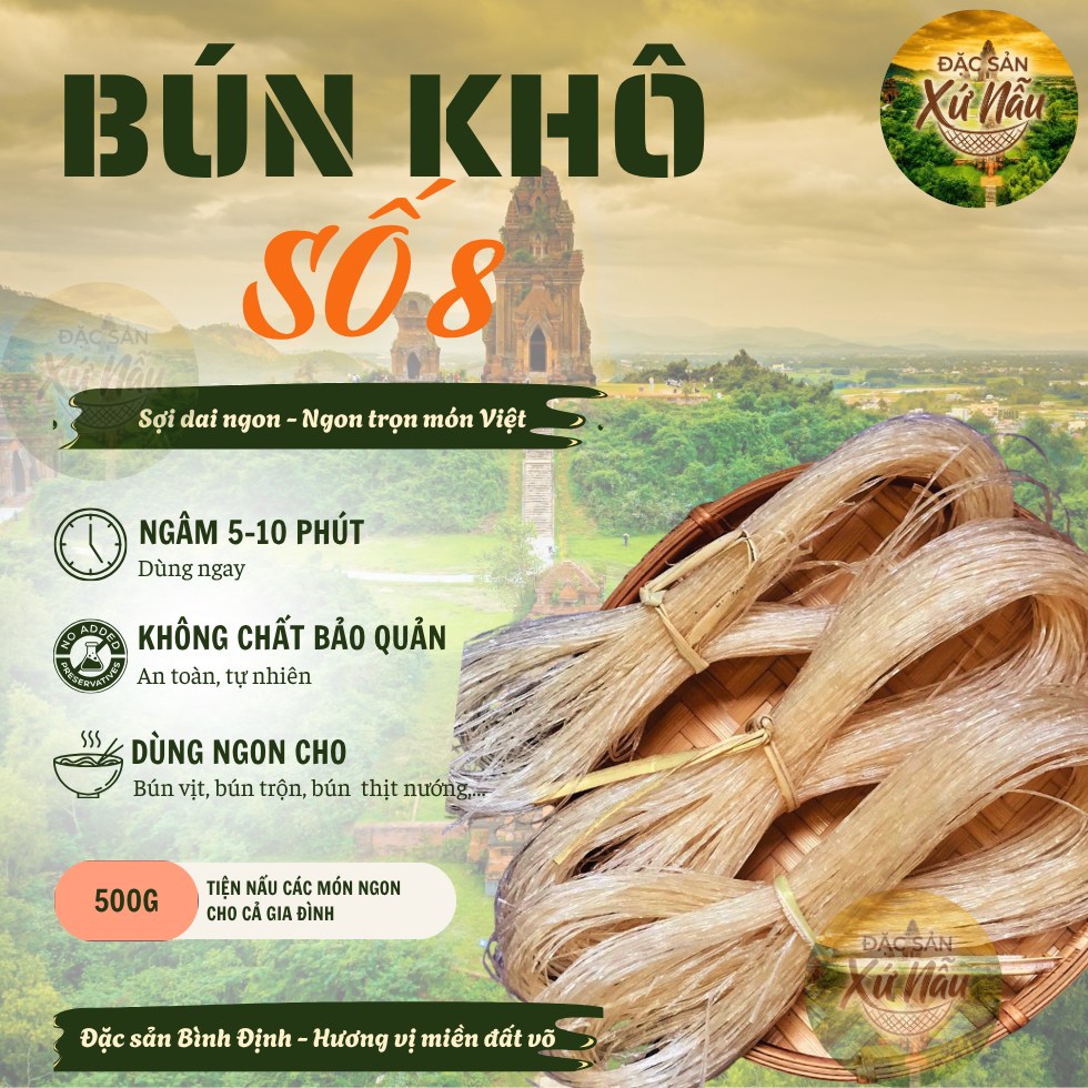 Bún Mì Số 8 Tam Quan Bình Định Đặc Sản Dai Ngon Chuẩn Vị Miền Trung, Không Chất Bảo Quản 0.5kg – 1kg