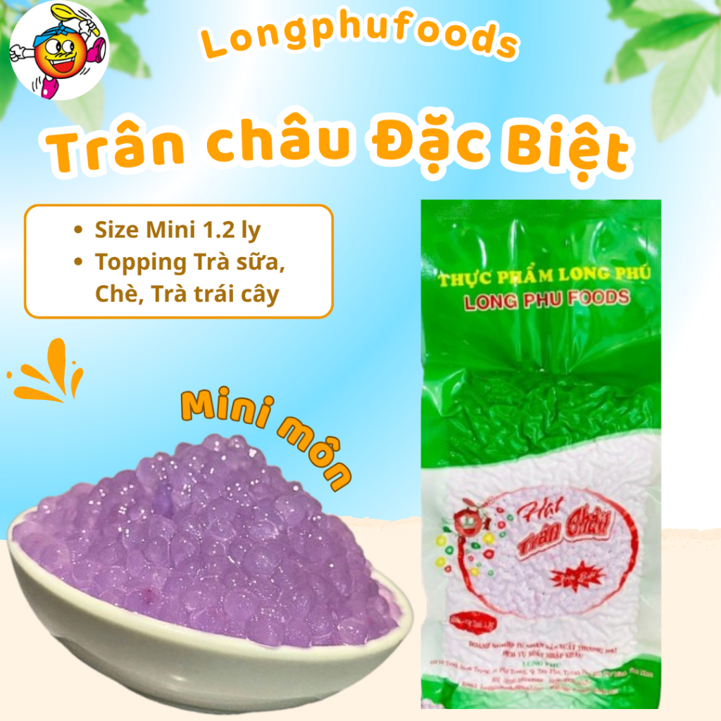 Trân Châu Mini Đặc Biệt (Trân Châu Hạt Tiêu) các vị LONG PHÚ gói 1kg - Topping Nguyên Liệu Trà Sữa