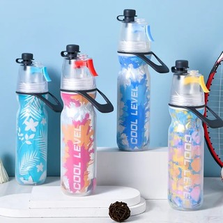 Bình Nước Thể Thao Phun Sương 500ml | Bình Xịt Sương Làm Mát Cầm Tay Có Quai Xách Đi Học Tập Gym