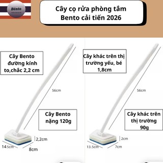 Bentomop - Bàn Chải Bồn Tắm, kê tắm, Phòng Tắm, Bàn Chải Cọ Rửa Sàn Nhà Tắm Tay Cầm Dài - Tặng 1 bộ 1 móc treo