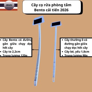 Bentomop - Bàn Chải Bồn Tắm, kê tắm, Phòng Tắm, Bàn Chải Cọ Rửa Sàn Nhà Tắm Tay Cầm Dài - Tặng 1 bộ 1 móc treo