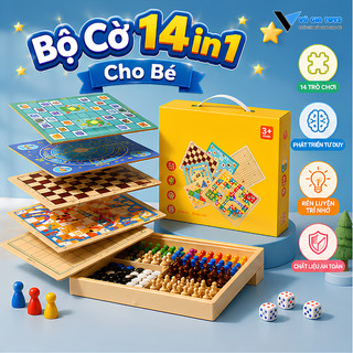 Đồ Chơi Cờ Vua, Cờ Tường, Cờ Cá Ngựa...,14 Game Trong 1 - Bộ Đồ Chơi Bàn Cờ 14 Game Tuổi Thơ Cho Bé Vui Chơi Giải Trí