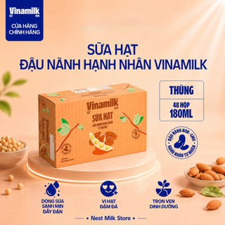 Sữa Hạt Đậu Nành Hạnh Nhân Vinamilk Ít Đường 180ml - Thùng 48 Hộp