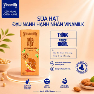 Sữa Hạt Đậu Nành Hạnh Nhân Vinamilk Ít Đường 180ml - Thùng 48 Hộp