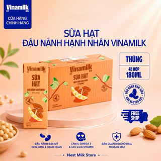Sữa Hạt Đậu Nành Hạnh Nhân Vinamilk Ít Đường 180ml - Thùng 48 Hộp