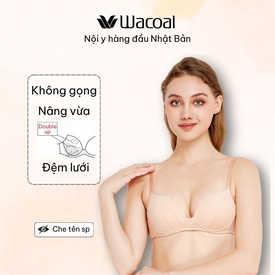 Áo lót Wacoal VWB1443 không gọng (có size lớn) nâng đẩy vừa double up, mút đúc Bragenic - WB1443