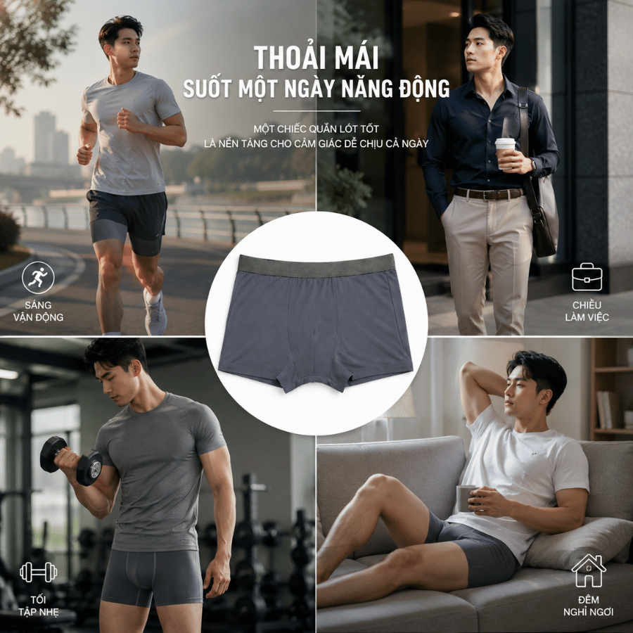 Quần Lót Nam ROCK QA 1032 Trơn Cao Cấp Co Giãn 4 Chiều, Quần Sịp Nam Chất Liệu Mềm Mịn, Thoáng Khí