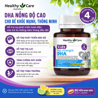 Viên uống bổ sung DHA Healthy Care Kids High Strength cho bé thông minh toàn diện hộp 60 viên