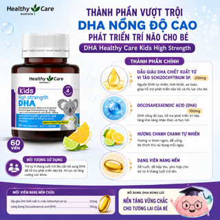 Viên uống bổ sung DHA Healthy Care Kids High Strength cho bé thông minh toàn diện hộp 60 viên