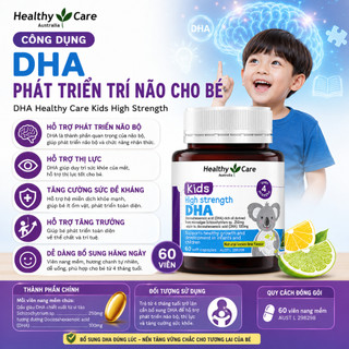 Viên uống bổ sung DHA Healthy Care Kids High Strength cho bé thông minh toàn diện hộp 60 viên