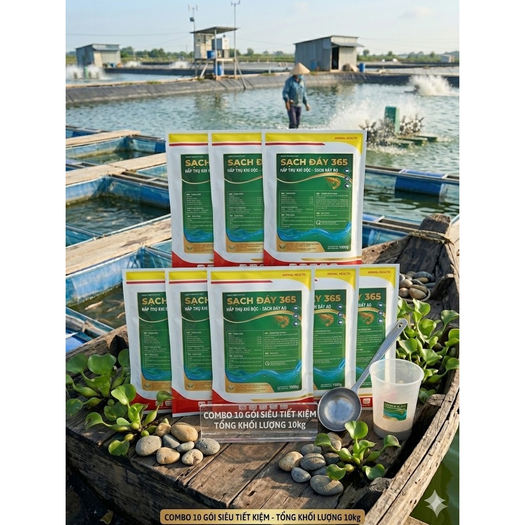 Men vi sinh xử lý sạch đáy 365 - Hàm Lượng Vi sinh x10 - Hấp thụ khí độc, phân huỷ mùn bã