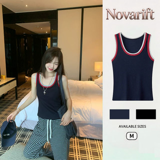 Nova-Áo tank top nữ phối tương phản, kiểu dáng ôm sát, áo sơ mi cơ bản không tay Phù Hợp Chơi Thể Thao