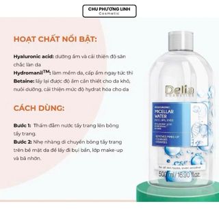 Nước tẩy trang làm sạch sâu, ngừa mụn, kiềm dầu DELIA MICELLAR WATER 500ml - Biomedico Store