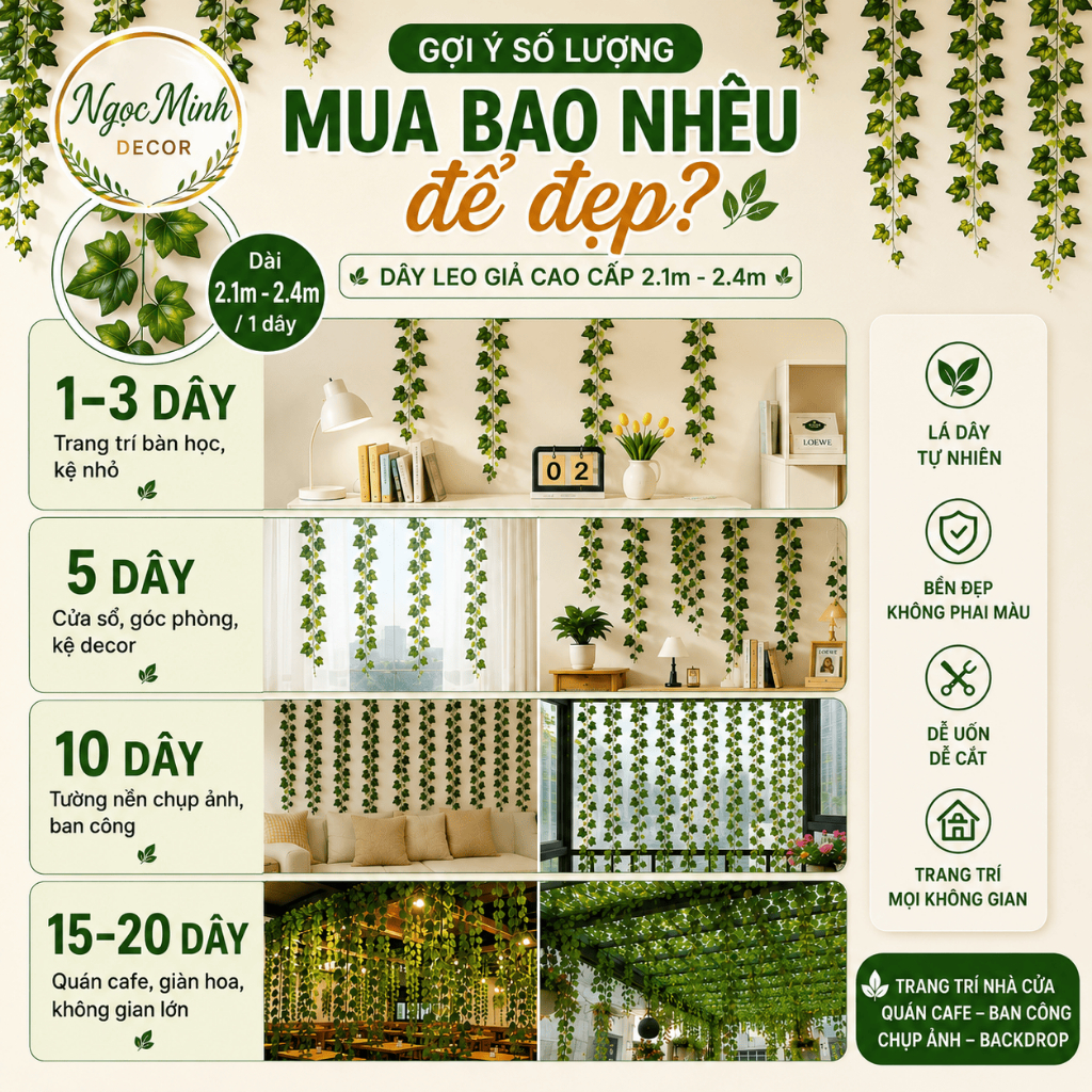 {Siêu rẻ}-Dây leo lá lụa giả siêu đẹp – trang trí tường, ban công, hàng rào – không cần chăm sóc | BigBuy360 - bigbuy360.vn