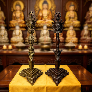 Pháp Khí Mật Tông Tây Tạng Chày Kim Cương 8 Sợi Vajra Chày Giáng Ma - Đồng Thau, Phong Thủy May Mắn, Đồ Trang Trí