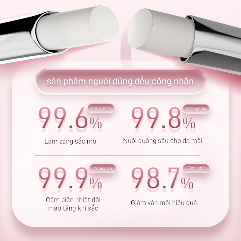 Son dưỡng nhiệt đổi màu LYDIMOON 3g dưỡng ẩm không nhờn, đổi màu pH hồng tự nhiên, Hồng Tự Nhiên Như Son Dưỡng