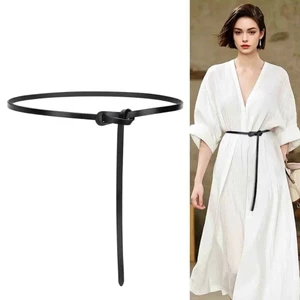Thắt Lưng Da Dây Nhỏ 1*110cm B23 Nút Thắt Sáng Tạo Điều Chỉnh Theo Eo Thông Minh Phong Cách Hàn Quốc