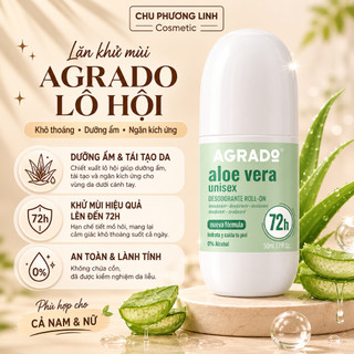 Lăn khử mùi Agrado 50ml MP1506 - chiết xuất lô hội giúp ngăn mùi, giảm mồ hôi, bảo vệ da suốt 72h