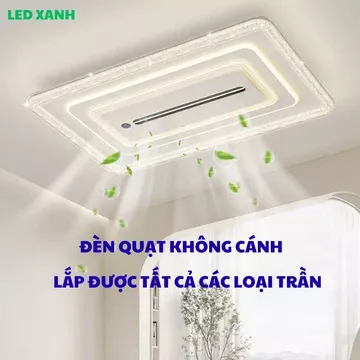 Đèn quạt trần không cánh cho trần thấp, Quạt đèn ốp trần hiện đại có điều khiển từ xa lắp được các loại trần