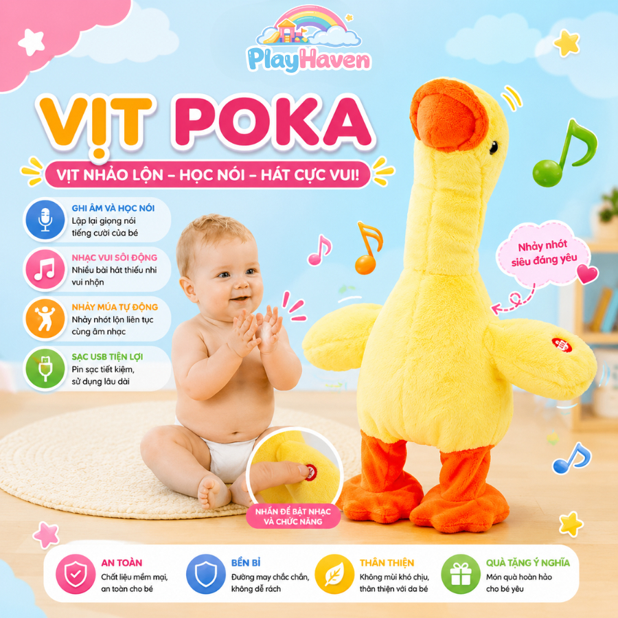 Đồ Chơi Nhại Tiếng Cho Bé Xương Rồng & Vịt Biết Nói Phát Nhạc Vui Nhộn