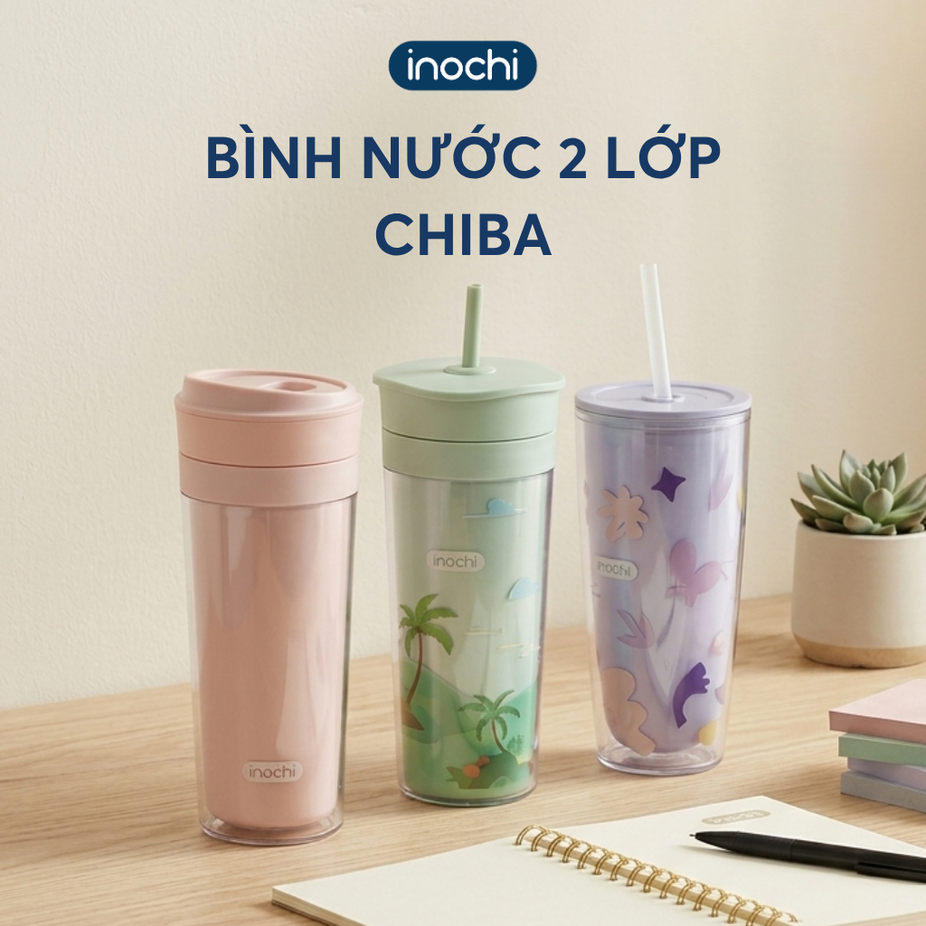 Cốc Nhựa 2 Lớp Chiba Inochi - nhựa an toàn, phong cách sành điệu