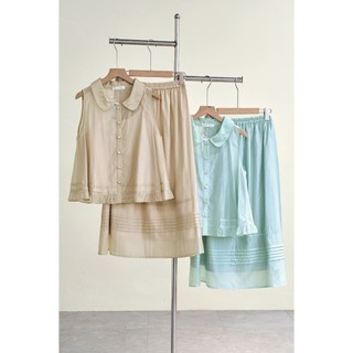 Áo Kiểu Nữ Sát Nách LAMER FASHION Cổ Sen Dáng Rộng Phối Chân Váy Xòe Cạp Chun Mí Thân O61B26H007 O62L26H003