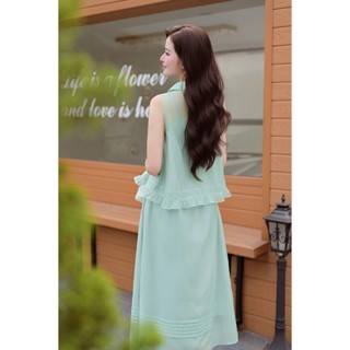 Áo Kiểu Nữ Sát Nách LAMER FASHION Cổ Sen Dáng Rộng Phối Chân Váy Xòe Cạp Chun Mí Thân O61B26H007 O62L26H003