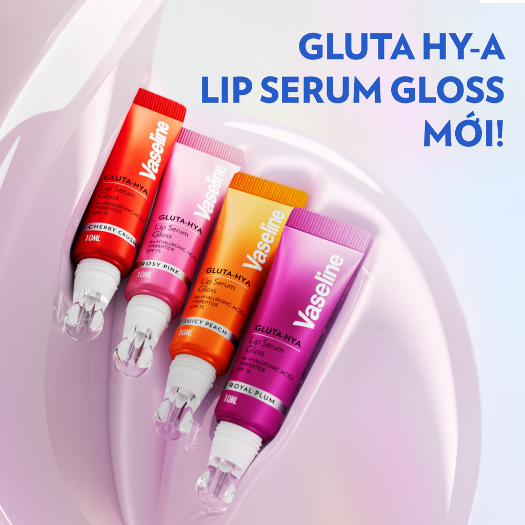 Combo son Vaseline Gluta Hya Rosy Lip Serum Gloss 10ml (tùy chọn) và Sáp dưỡng môi hồng xinh 7g