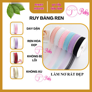 Ruy băng ren 3CM – Cuộn 45M trắng, đen, hồng to nhỏ phụ kiện trang trí handmade, làm nơ bó hoa, hộp quà