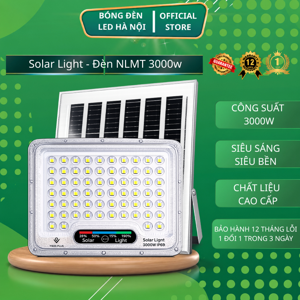 Đèn Năng Lượng Mặt Trời Thấu Kính Mắt Ngọc 3000W Chính Hãng IP69 siêu sáng siêu bền