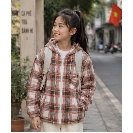 Áo khoác caro kẻ sọc có mũ khóa kéo đa dạng mẫu mã thời trang trẻ trung vải flannel thoáng khí .