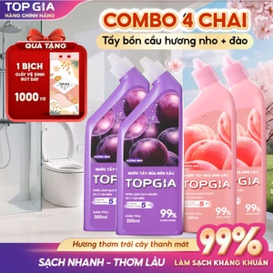 Nước Tẩy Bồn Cầu TOPGIA Hương Nho Đào, Sạch Bẩn, Một Lần Tẩy Cả Ngày Thơm, Chai 500ml