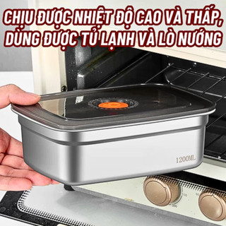 Combo 5 Hộp Bảo Quản Thực Phẩm Set hộp inox kèm nắp  bảo quản thực phẩm tủ lạnh đa năng sử dụng được cho lò vi sóng