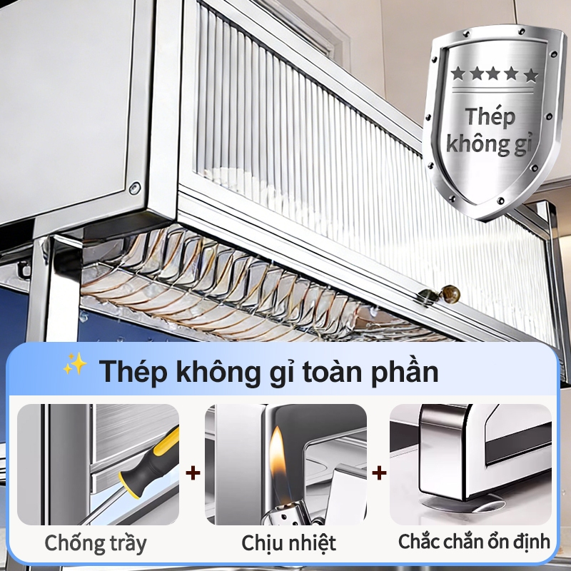 Lifinity Kệ Inox Chống Bụi 2 Tầng Có Nắp - Gác Bồn Rửa Đa Năng, Tặng Kèm Ống Đũa, Giá Dao, Thớt, Rổ