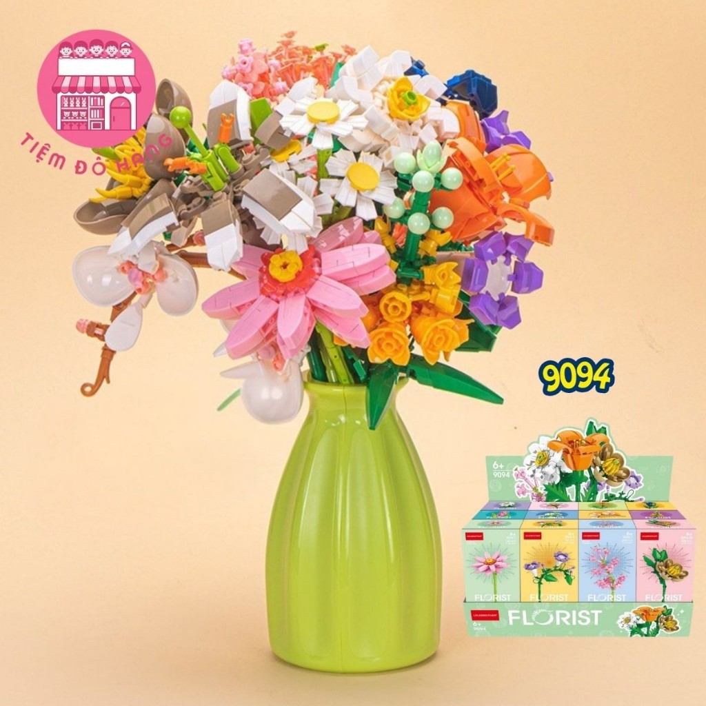 Set Đồ Chơi Lắp Ráp 12 Hộp Hoa Mini Trang Trí Đẹp