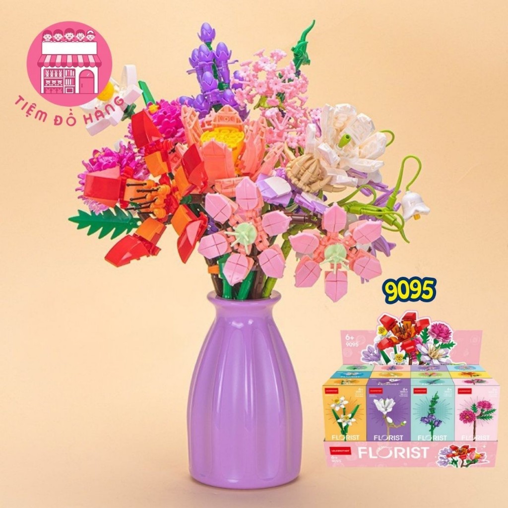 Set Đồ Chơi Lắp Ráp 12 Hộp Hoa Mini Trang Trí Đẹp